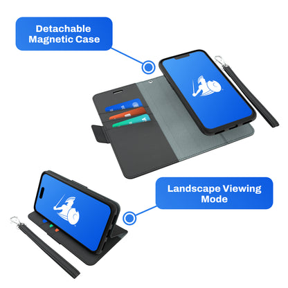 DefenderShield EMF Protection iPhone 17 Wallet Case Detachable Magnetic Case Landscape Viewing Mode