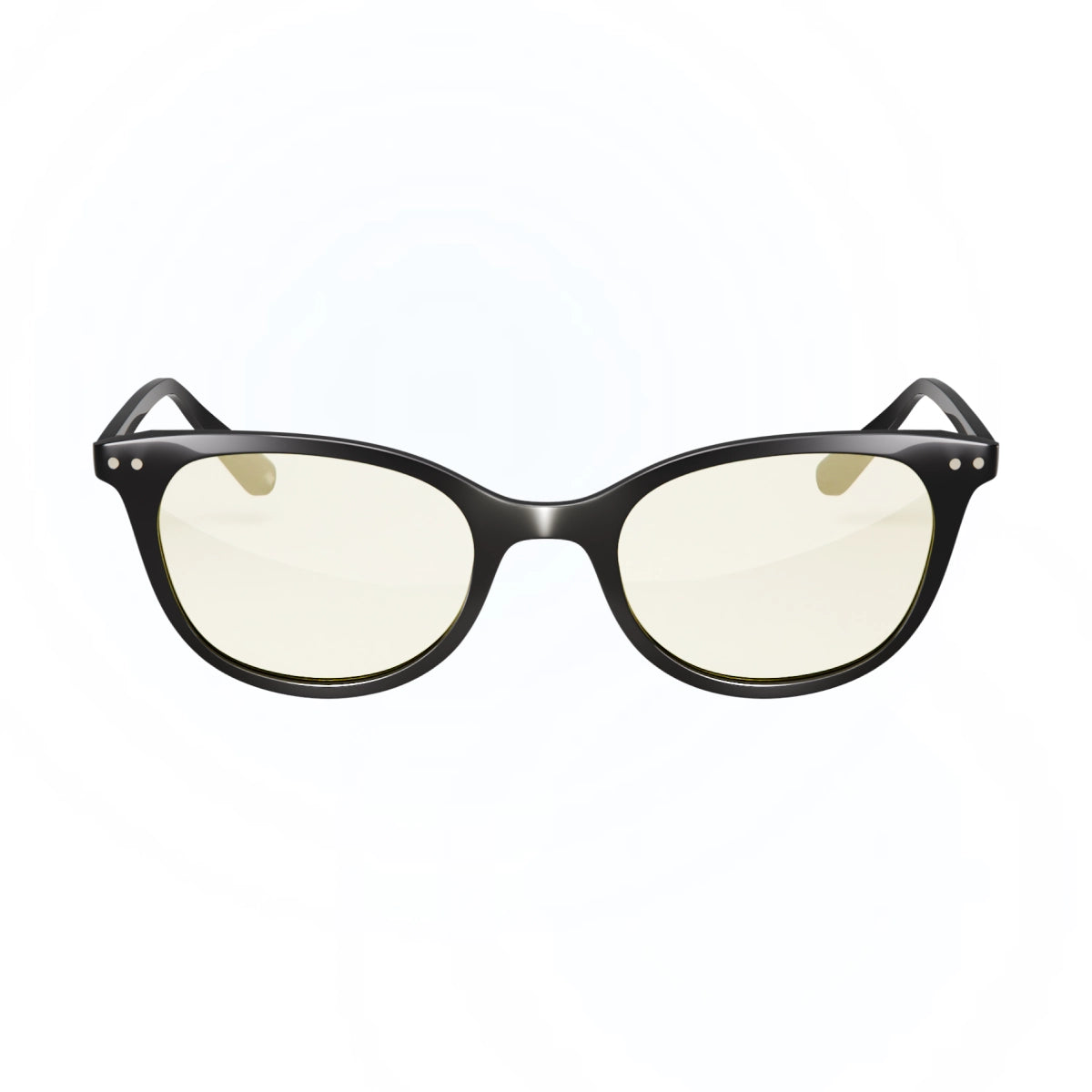 DefenderShield Noble Black Blue Light Blocking Glasses with black frames and 50% blue light blocking lenses