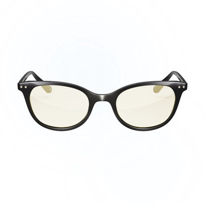DefenderShield Noble Black Blue Light Blocking Glasses with black frames and 50% blue light blocking lenses