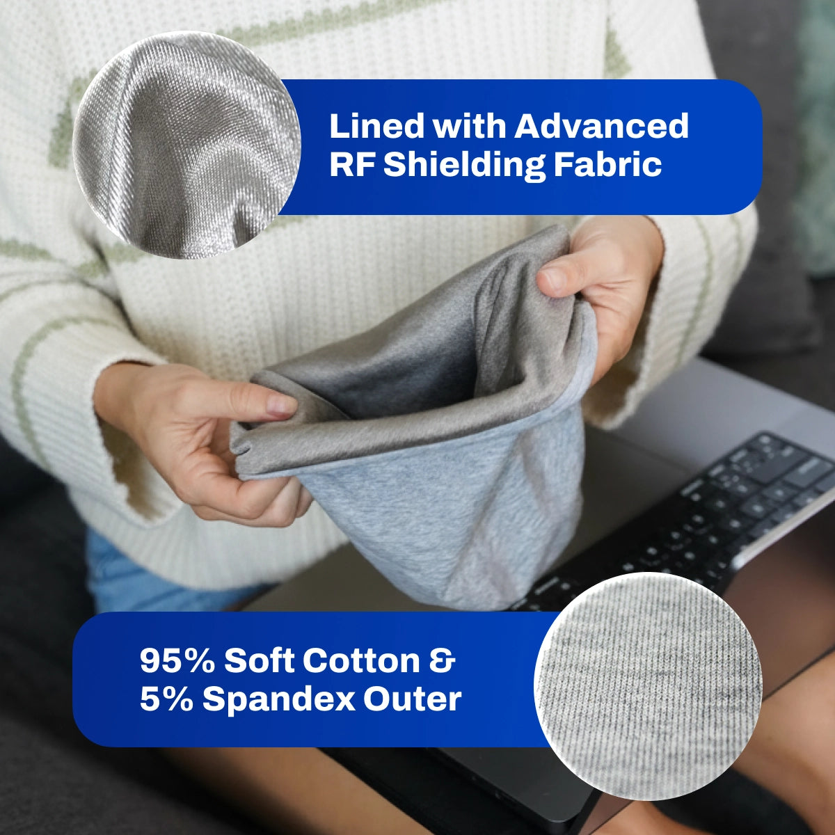 DefenderShield EMF Protection Adult Beanie Gray lined with advanced RF shielding fabric