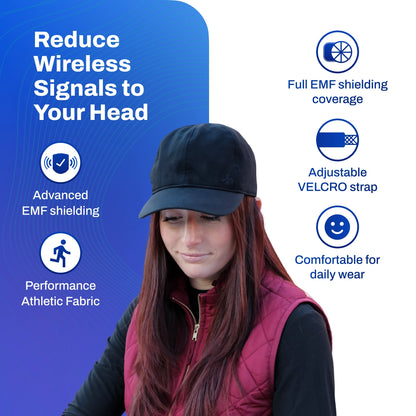 DefenderShield EMF Protection Baseball Cap reduce wireless signals to your head