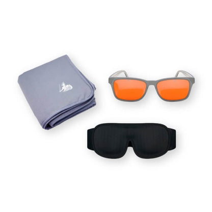 Bedtime Bundle – EMF Radiation Protection Blanket, Sleep Mask, and Blue Light Blocking Glasses