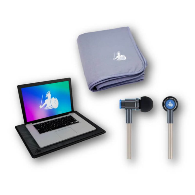 Bestsellers Bundle – EMF Radiation Protection DefenderPad, Blanket, and Air Tube Earbuds