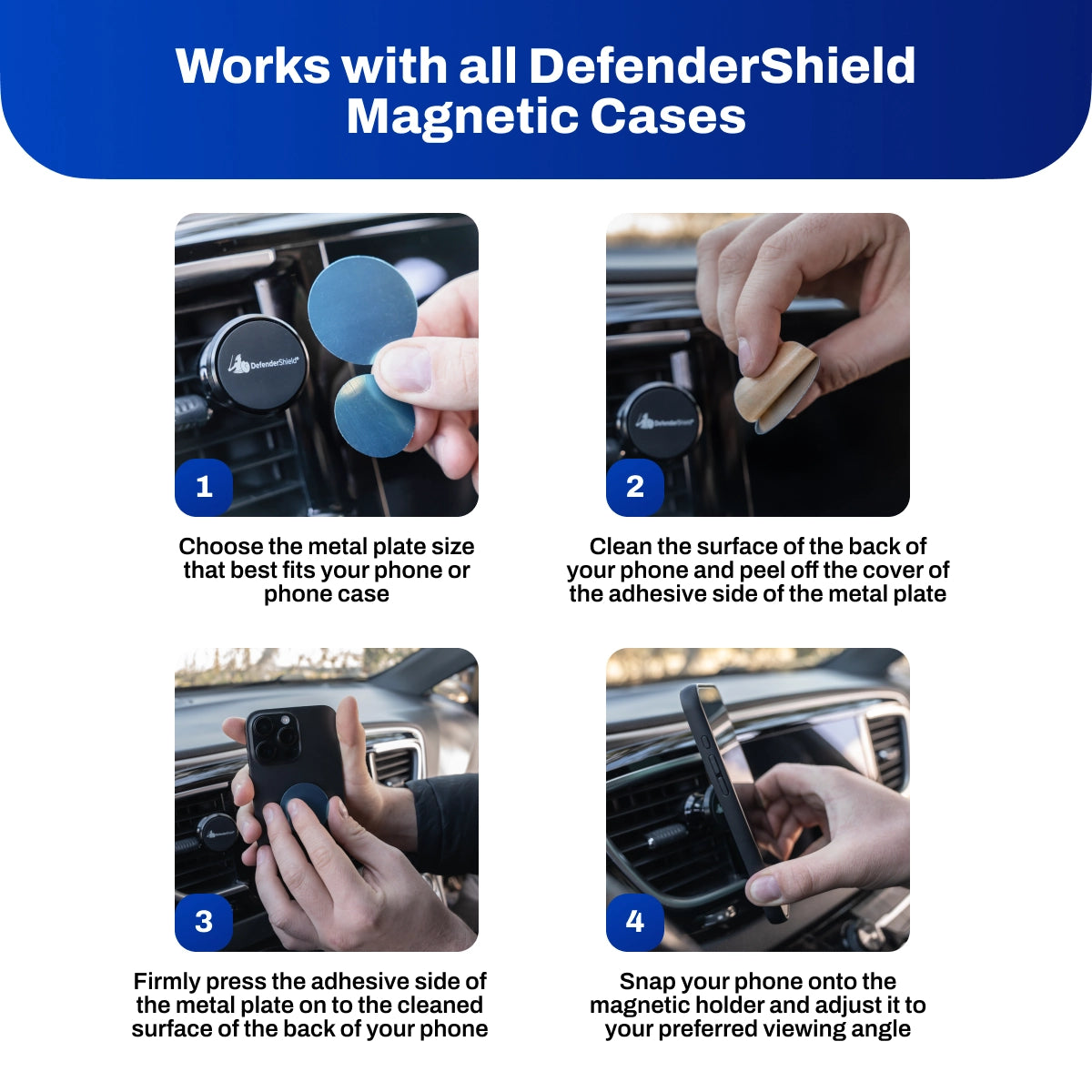 Magnetic Car Phone Holder – Air Vent Mount w/ 360° Rotation