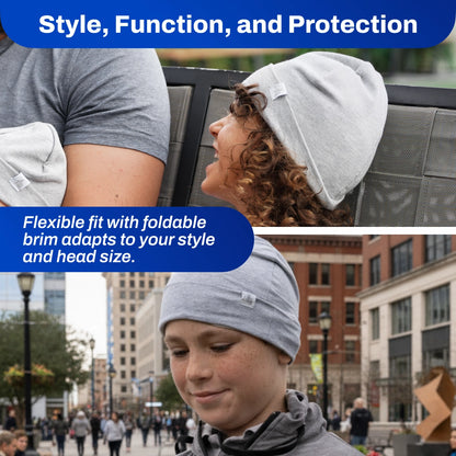 DefenderShield EMF Protection Child Beanie Gray style, function, and protection