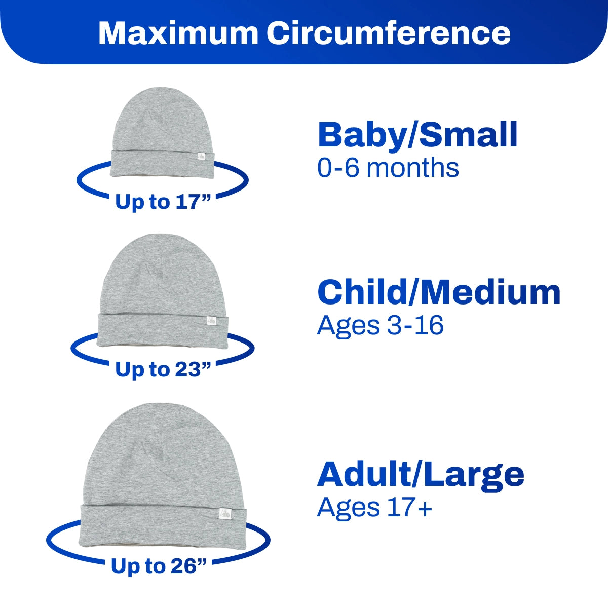 DefenderShield EMF Protection Child Beanie Gray size chart