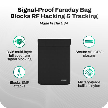 DefenderShield EMF Protection Ultra Armor Faraday Laptop Sleeve Signal Proof Bag Blocks RF Hacking & Tracking