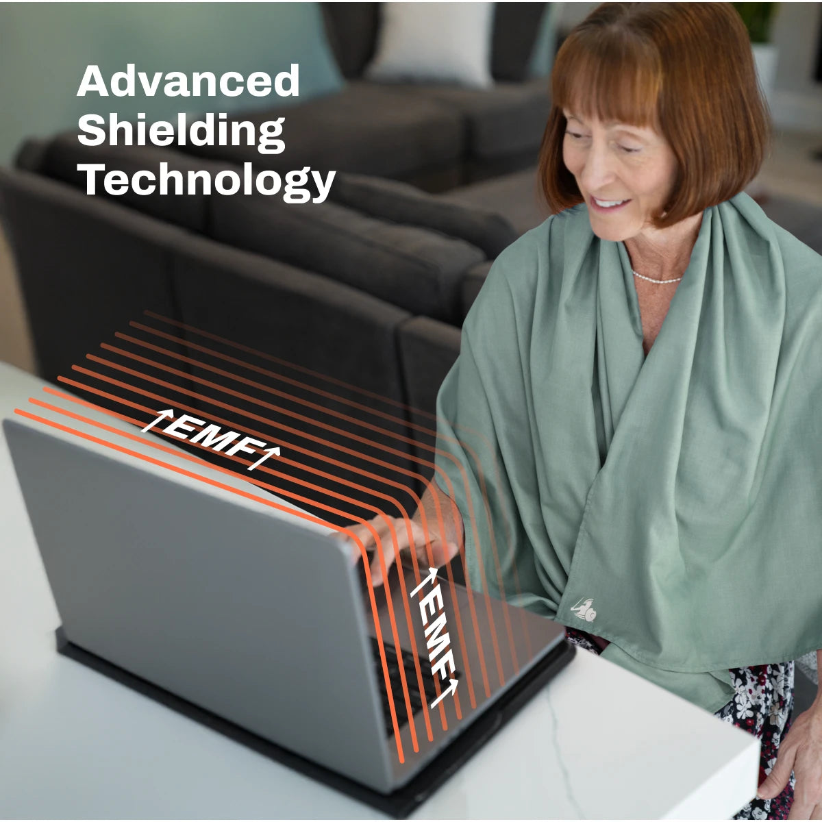 DefenderShield EMF Protection Sage Green Scarf advanced shielding technology