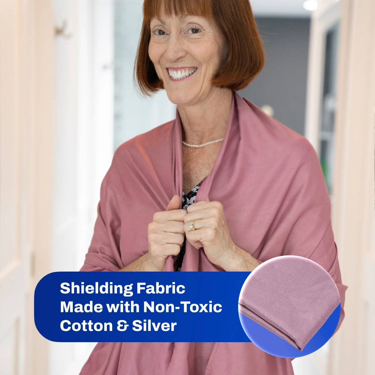 DefenderShield EMF Protection Rose Pink Scarf shielding fabric made with non-toxic cotton & silver