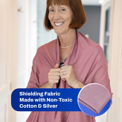 DefenderShield EMF Protection Rose Pink Scarf shielding fabric made with non-toxic cotton & silver