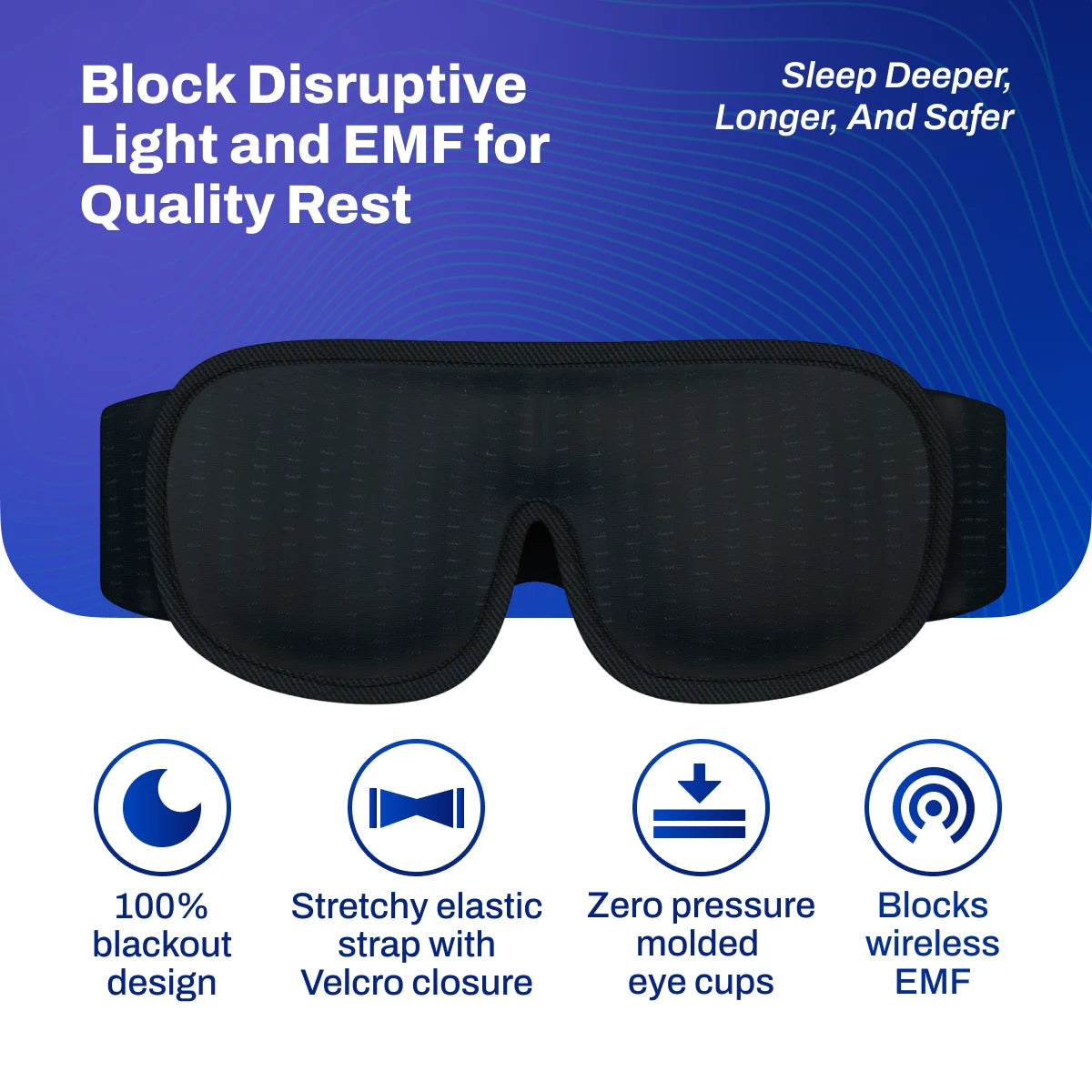 DefenderShield EMF Protection Sleep Mask Block Disruptive Light for Quality Rest