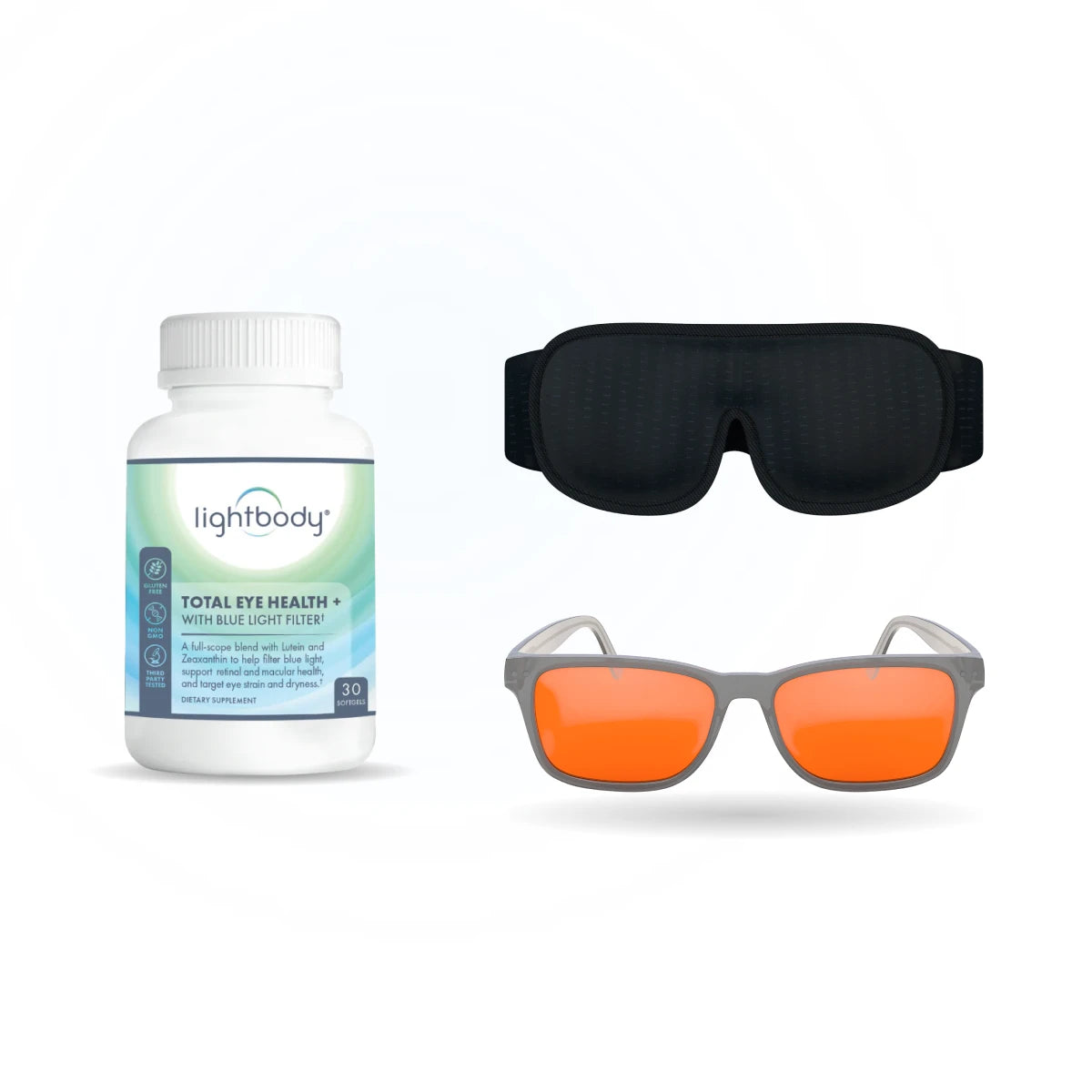 DefenderShield EMF Protection Eye Health Bundle Signature 99 Blue Light Glasses Sleep Mask