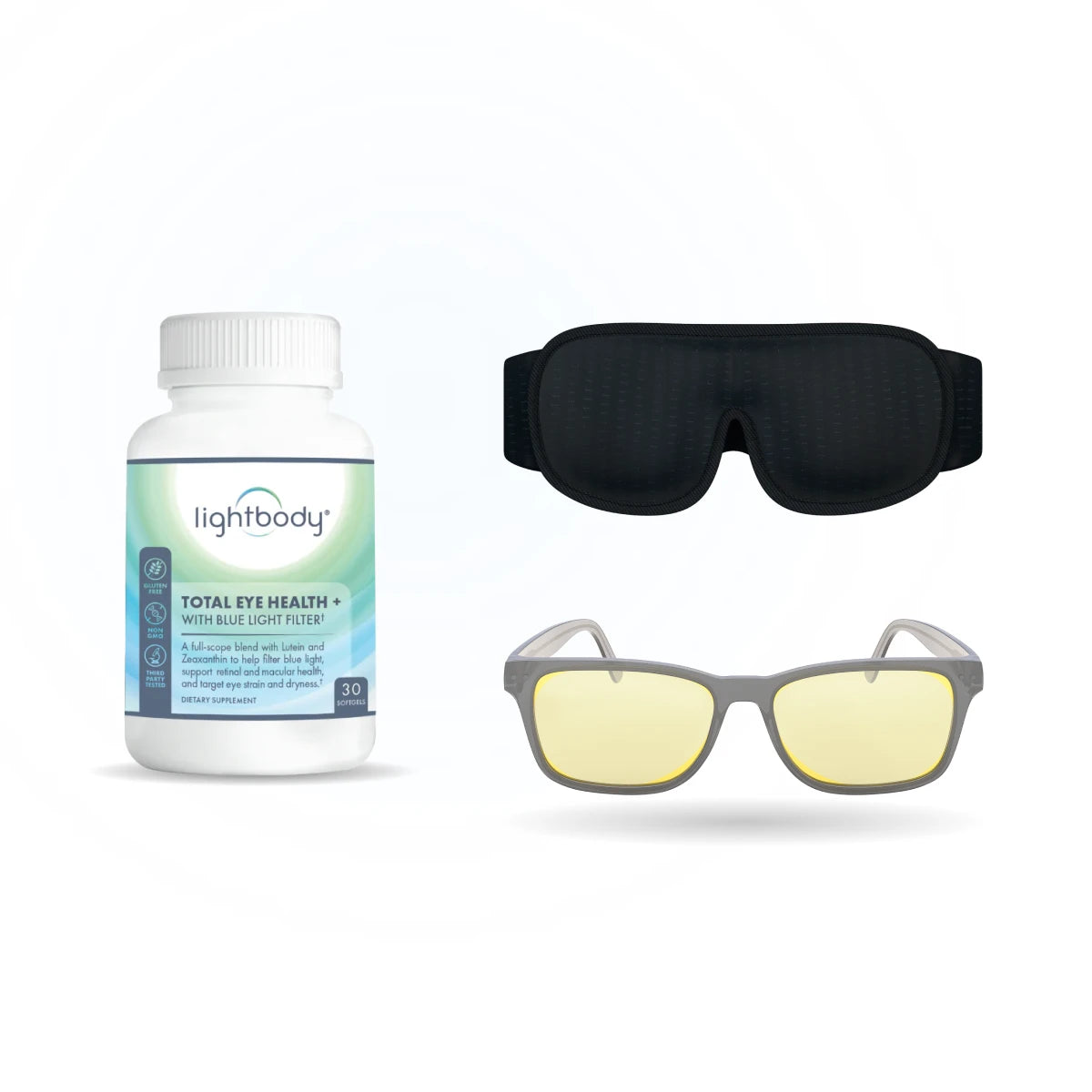 DefenderShield EMF Protection Eye Health Bundle Signature 50 Blue Light Glasses Sleep Mask