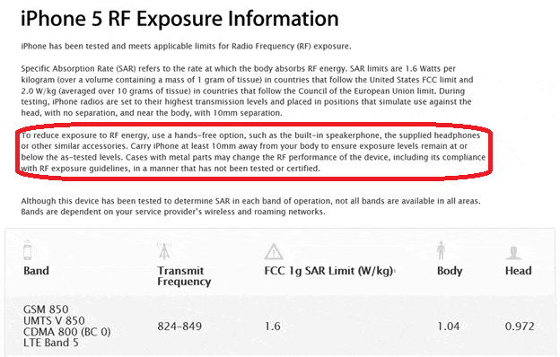 iPhone 5 RF Exposure