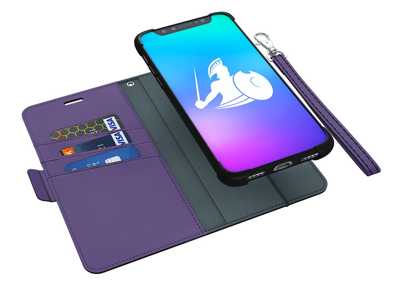 DefenderShield EMF Protection & 5G Anti Radiation iPhone 12/12 Pro Case -  RFID Blocking EMF Shield Detachable Wallet Case Purple