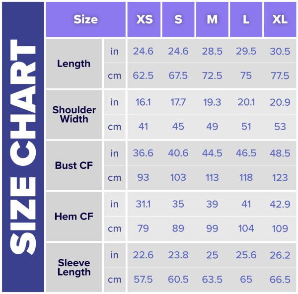 DefenderShield Jacket Size Chart