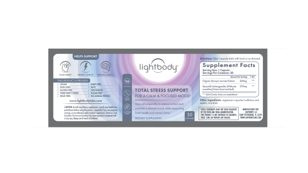 Lightbody Total Stress Support Supplement Label