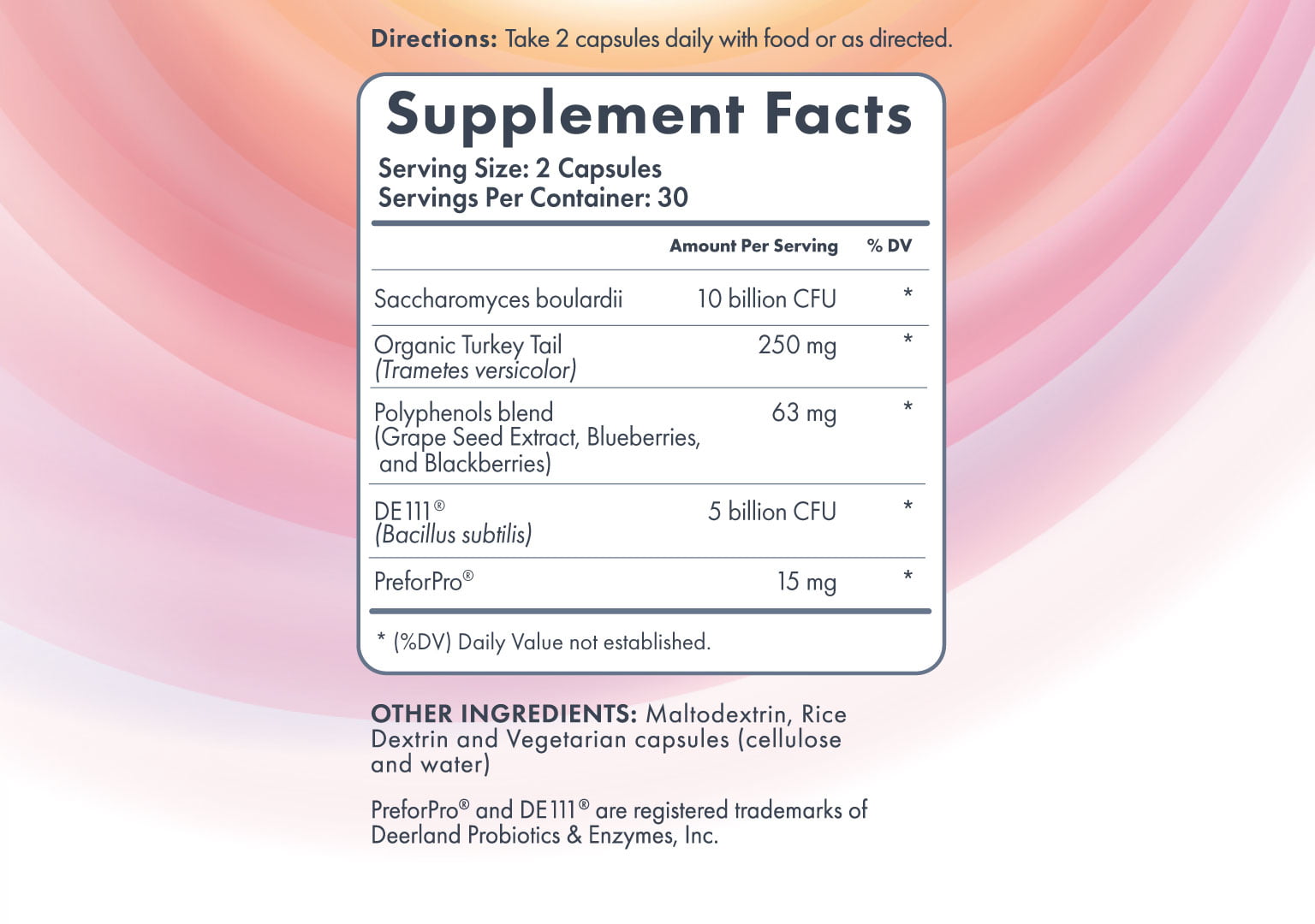Lightbody Total Gut Health Supplement Facts